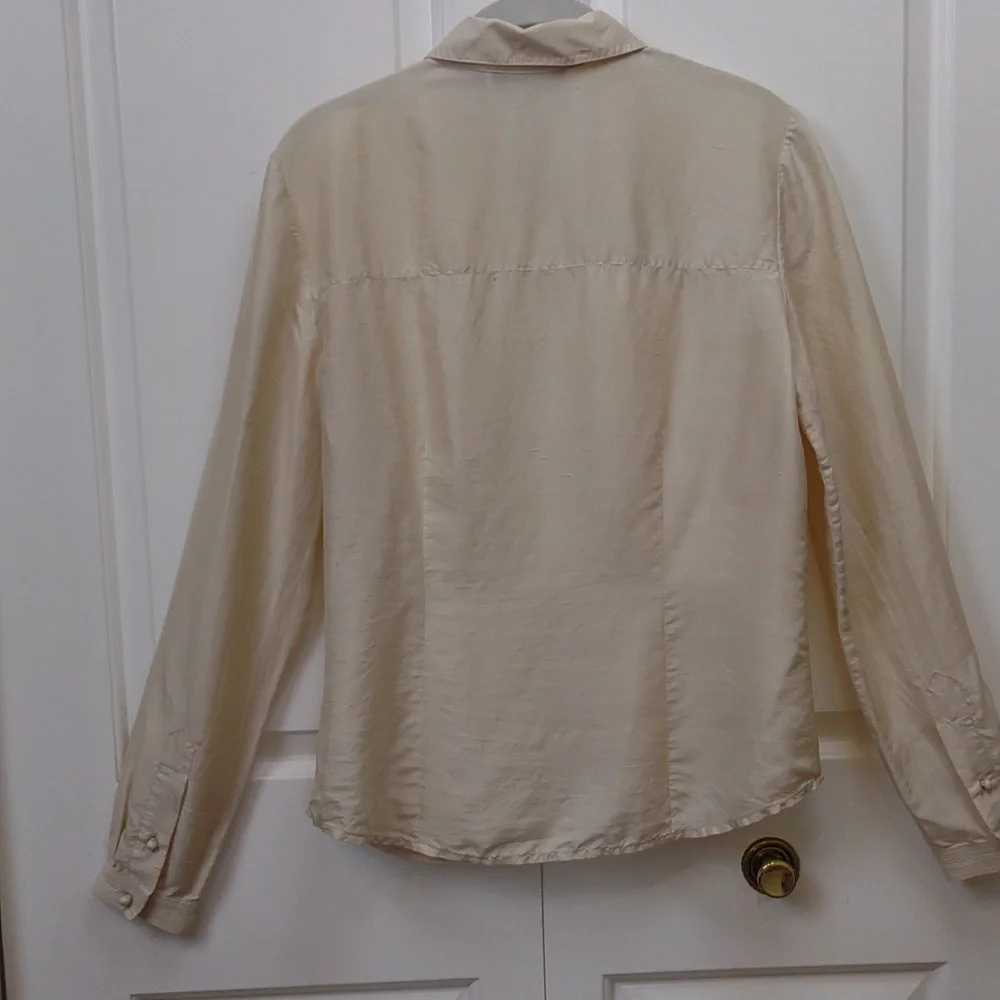 Dana Buchman Vintage All Silk Buttercream Yellow LS BU Asian Inspired Blouse - Picture 11 of 11